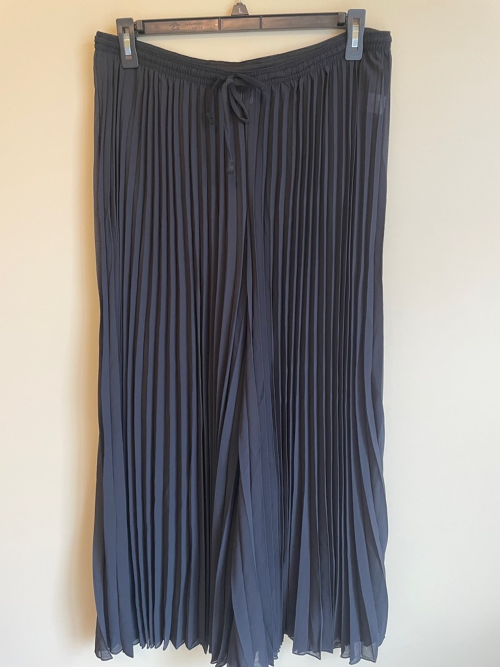 Sheer Swim Cover Up Pleated Wide-Leg Drawstring Pants - Black